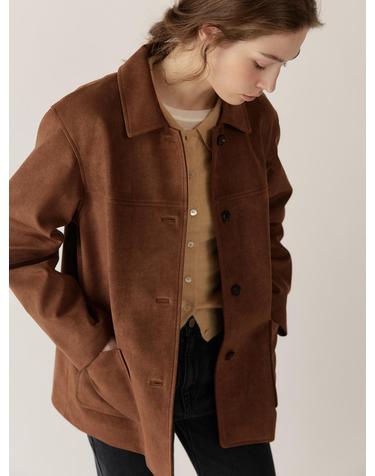 suede single half jacket (vintage brown)