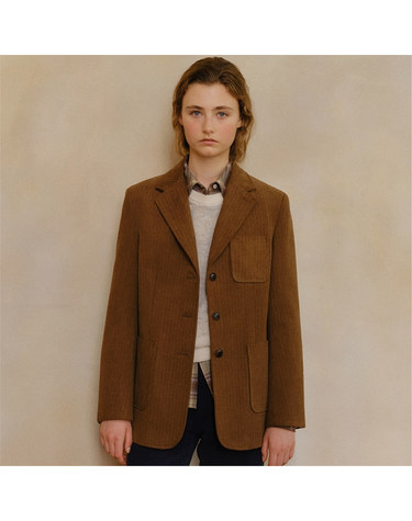 [블랭크03] cotton herringbone classic jacket [Italian fabric] (brown)