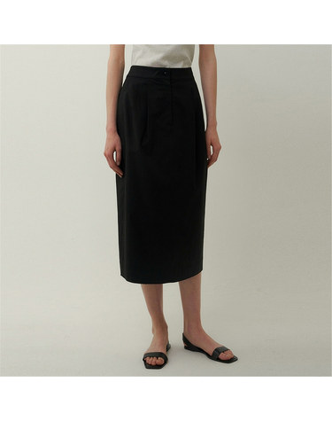[블랭크03] cotton tuck skirt (black)