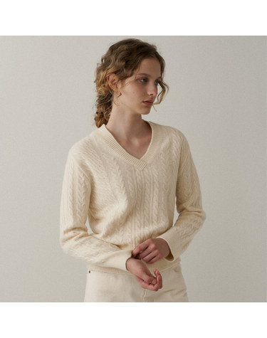 [블랭크03] cashmere cable pullover (cream)