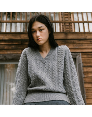 [블랭크03] cashmere cable pullover (melange grey)
