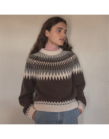 [블랭크03] wool fair isle sweater (melange brown)