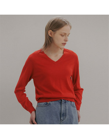 [블랭크03] v-neck pullover (red)