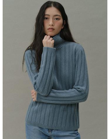 [블랭크03] baby alpaca ribbed turtle (soft blue)