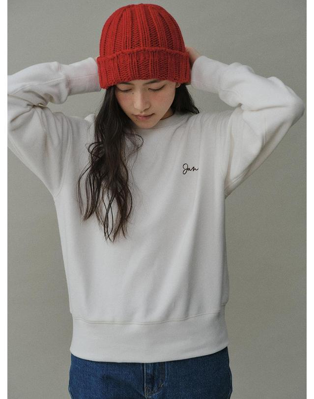 블랭크공삼 [블랭크03] back print peachskin sweatshirts (ivory) 착용컷