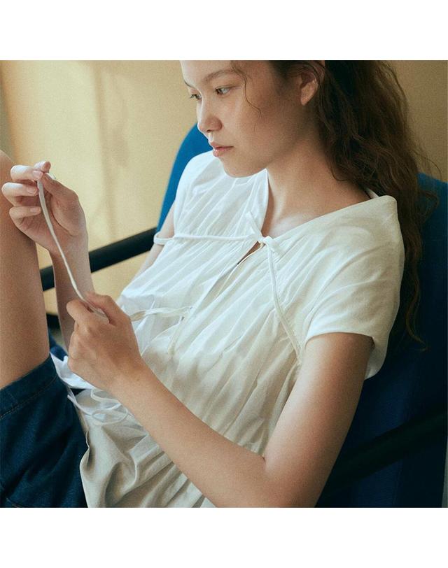 블랭크공삼 [블랭크03] cotton shirring blouse (white) 착용컷