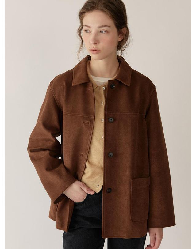 블랭크공삼 suede single half jacket (vintage brown) 착용컷