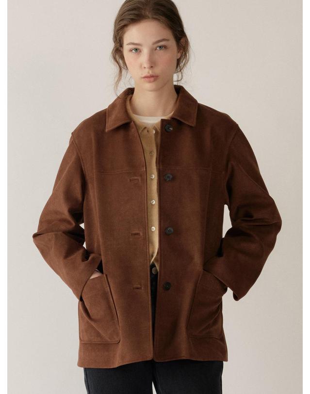 블랭크공삼 suede single half jacket (vintage brown) 착용컷