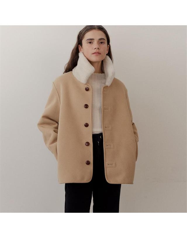 블랭크공삼 [블랭크03] wool shearing reversible half coat (cream) 착용컷