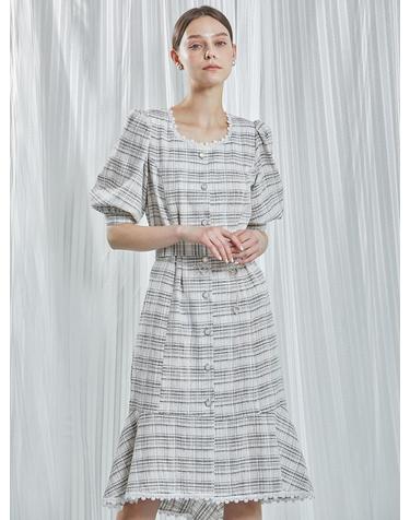 [와이제이] LIGHT TWEED CHECK ONE PIECE_IVORY