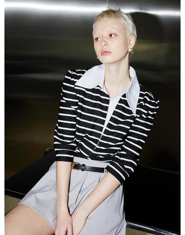 [와이제이] PIQUE STRIPE POLO T SHIRTS_BLACK
