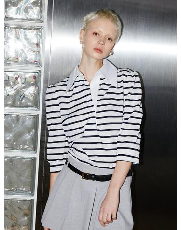 [와이제이] PIQUE STRIPE POLO T SHIRTS_WHITE