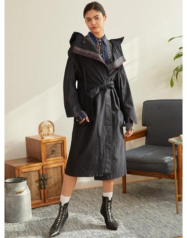 [와이제이] HOOD TRENCH COAT_NAVY