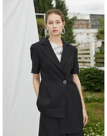 [와이제이] SLIM FIT SHORT SLEEVE JACKET_BLACK