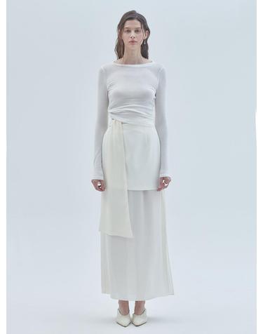 [라이] LIE 시스루 레이어드 롱 스커트 아이보리