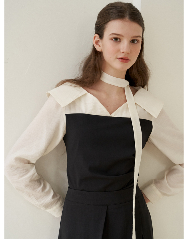 플로브 [플로브] SOFT DRAPING BLOUSE(BK) 착용컷
