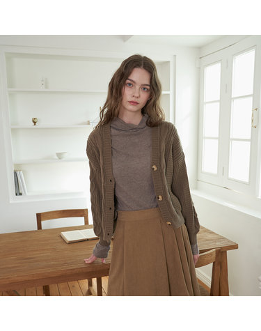 플로브 CABLE CROPPED KNIT CARDIGAN_MO