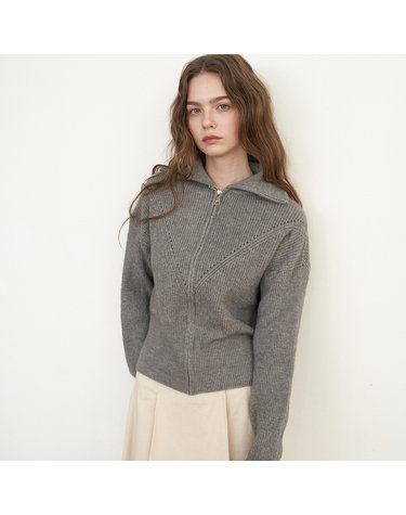 ZIP UP TURTLENECK KNIT_GY