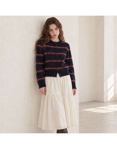 COMBI STRIPE BUTTON CARDIGAN NAVY