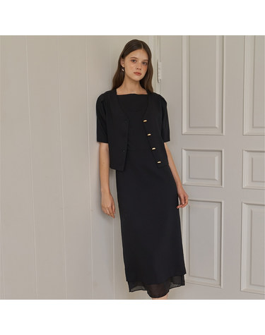 [플로브] OVE 2 BLOUSE INNER SHEER DRESS SET UP_BK