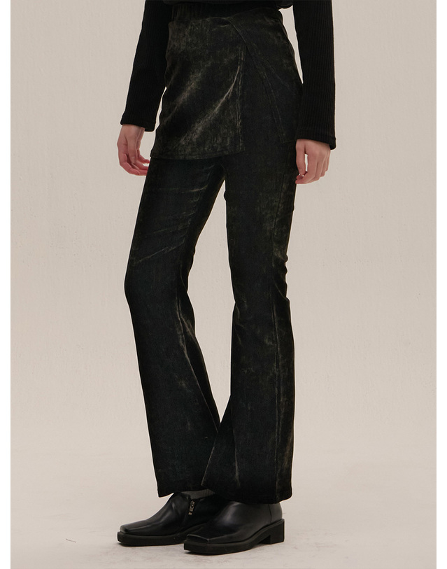 카미노 [카미노] VELVET BOOTS CUT TRAINING PANTS BLACK 착용컷
