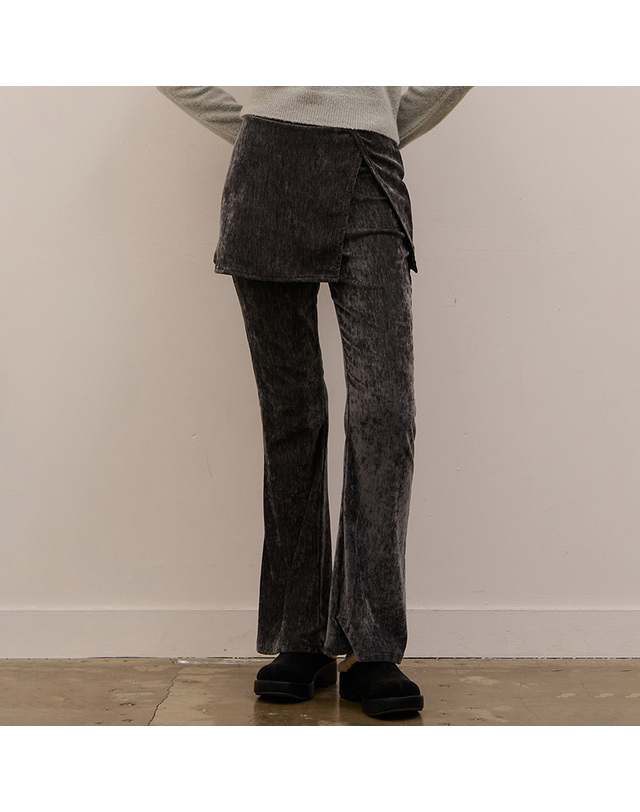 카미노 [카미노] VELVET BOOTS CUT TRAINING PANTS CHARCOAL 착용컷