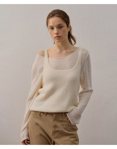 SOFT BUSTIER KNIT SET IVORY