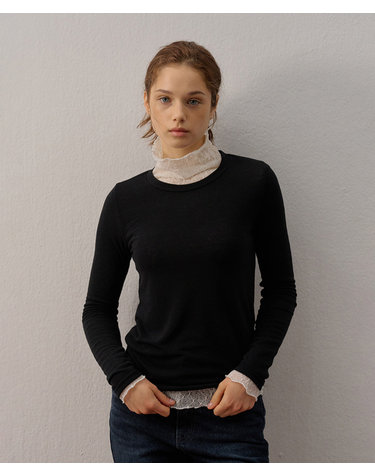 BASIC STRETCH LONG SLEEVE T-SHIRT BLACK