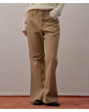 COTTON BOOTCUT PANTS BEIGE