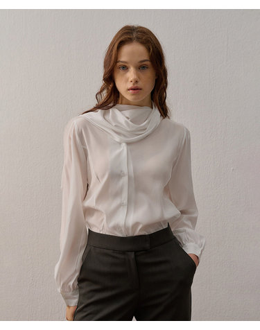 카미노 SCARF SHIRRING BLOUSE WHITE