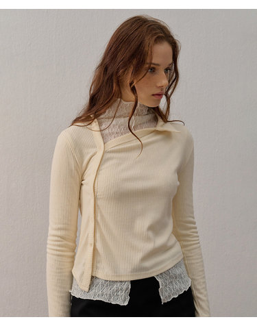ASYMMETRIC COLLAR BLOUSE CREAM