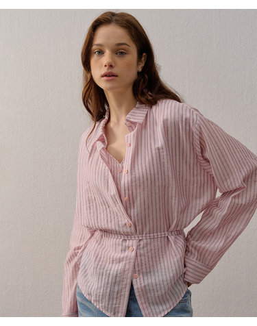 STRAP LAYERED SHIRT STRIPE PINK
