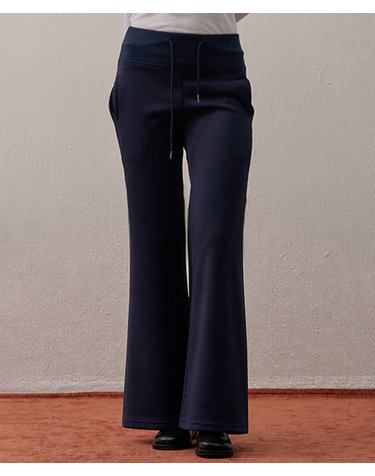 BANDING STRAP BOOTCUT TRAINING PANTS NAVY
