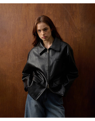 카미노 BASIC LEATHER JACKET BLACK