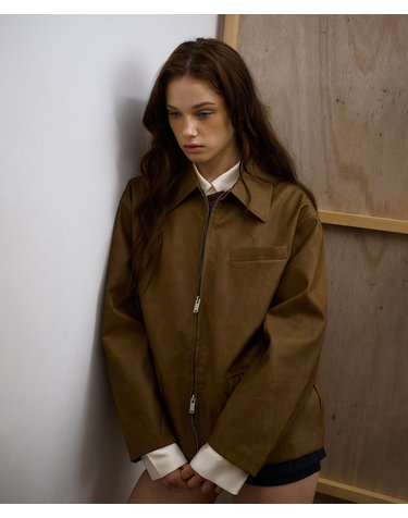 카미노 BASIC LEATHER JACKET BROWN