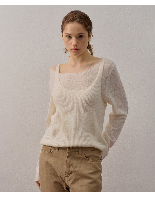 카미노 SOFT BUSTIER KNIT SET IVORY 착용컷