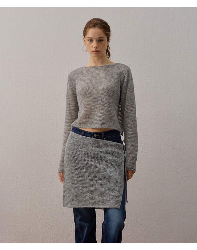 카미노 WAFFLE KNIT SKIRT SET GRAY 착용컷