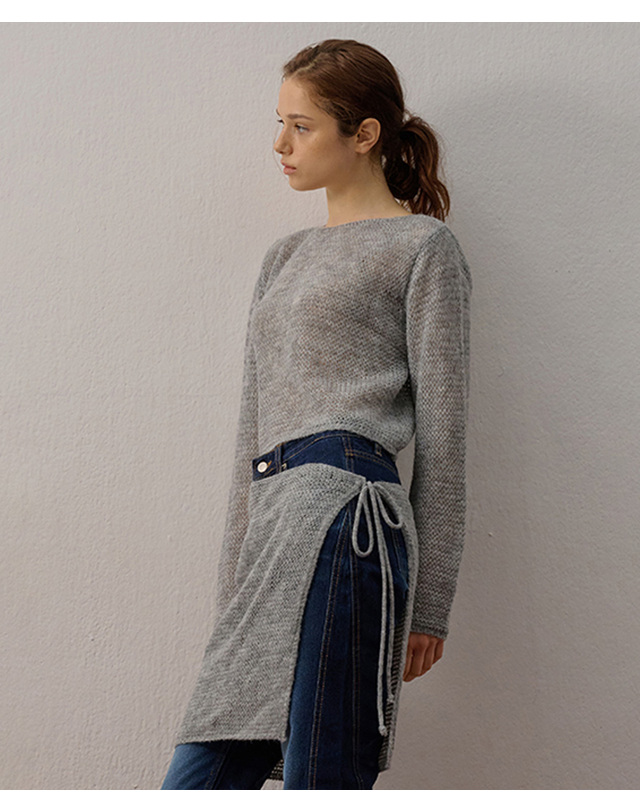 카미노 WAFFLE KNIT SKIRT SET GRAY 착용컷