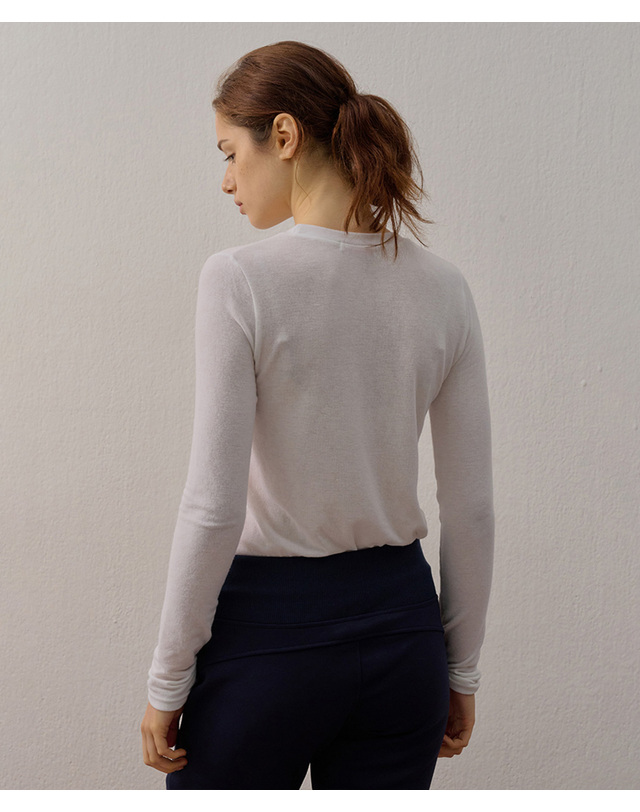 카미노 BASIC STRETCH LONG SLEEVE T-SHIRT WHITE 착용컷