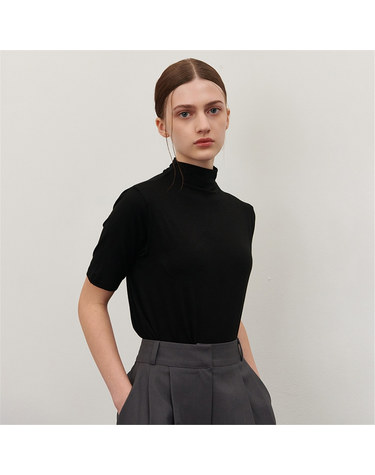 [카미노] HALF TURTLE NECK T-SHIRT BLACK