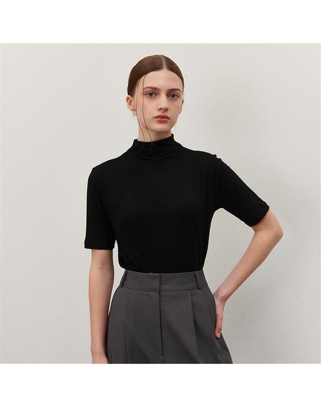 카미노 [카미노] HALF TURTLE NECK T-SHIRT BLACK 착용컷
