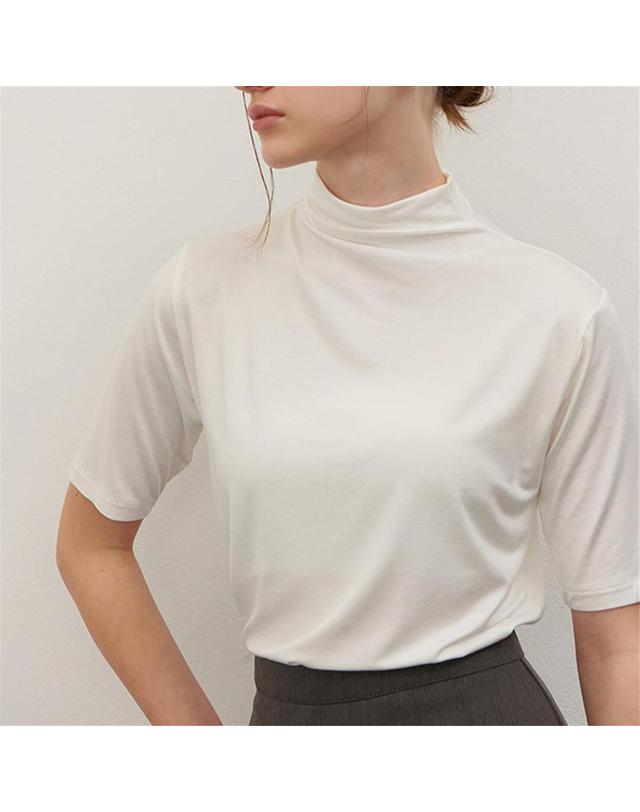 카미노 [카미노] HALF TURTLE NECK T-SHIRT WHITE 착용컷