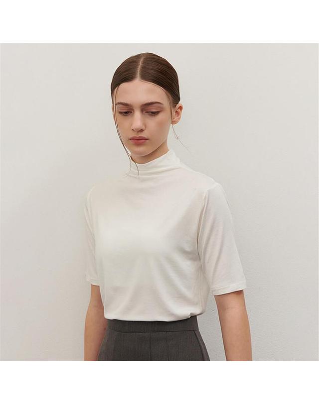 카미노 [카미노] HALF TURTLE NECK T-SHIRT WHITE 착용컷