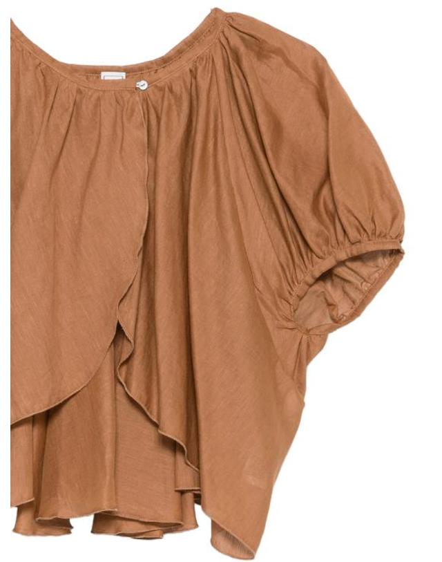 120 리노 [해외직구] 26SS 120 리노 블라우스 33BLIW1PLF000G494700700681 MARRONE 착용컷