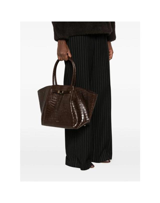 드멜리어 [해외직구] 26FW 드멜리어 토트백 D90 NEW YORK CROCEFFECT DKCHO BROWN 착용컷