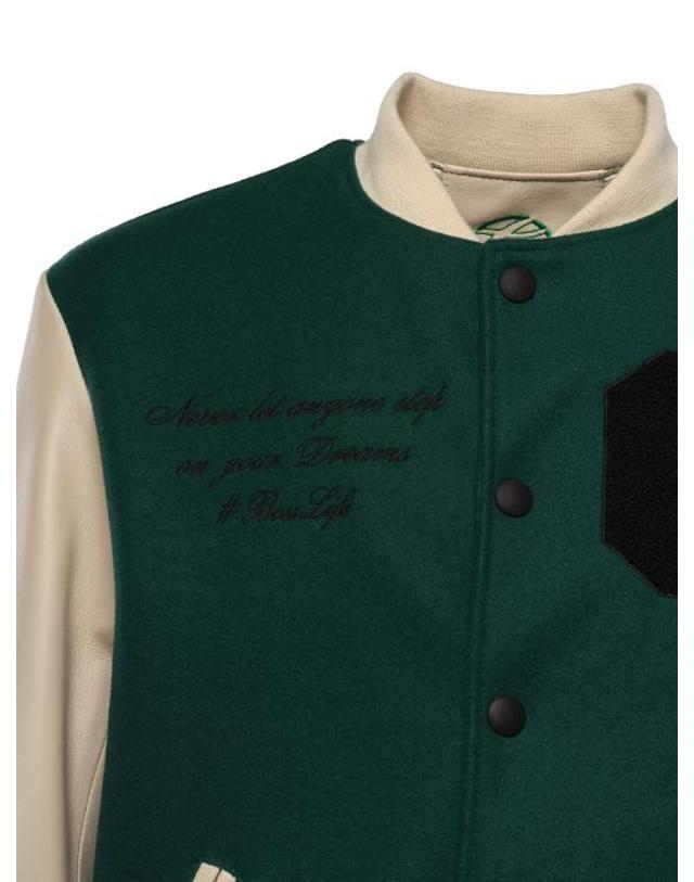 줄리아노 갈리아노 [해외직구] 26SS 줄리아노 갈리아노 봄버 자켓 VARSITY NAPPAVERDE Green 착용컷