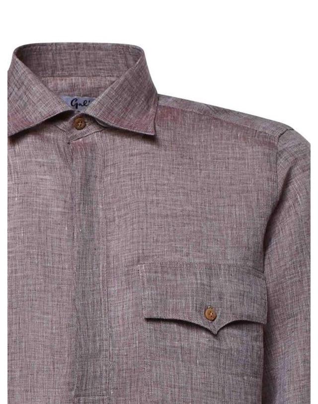 줄리아노 갈리아노 [해외직구] 26SS 줄리아노 갈리아노 긴팔 셔츠 RITSKAKI Light Brown 착용컷