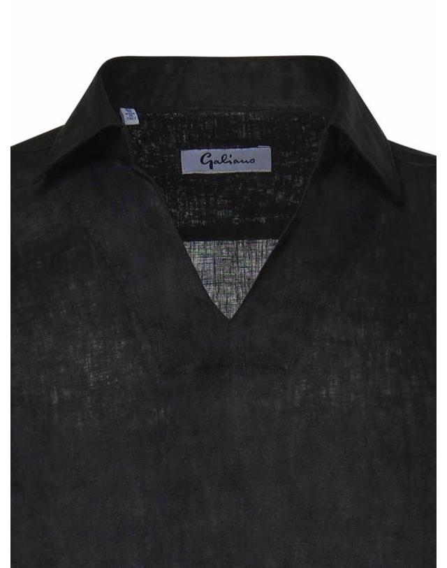 줄리아노 갈리아노 [해외직구] 26SS 줄리아노 갈리아노 폴로 티셔츠 ATLANTISNERO BLACK 착용컷