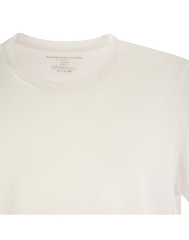 마제스틱필라쳐 [해외직구] 24SS 마제스틱필라쳐 반팔 티셔츠 S24M296 HTS216 WHITE 착용컷