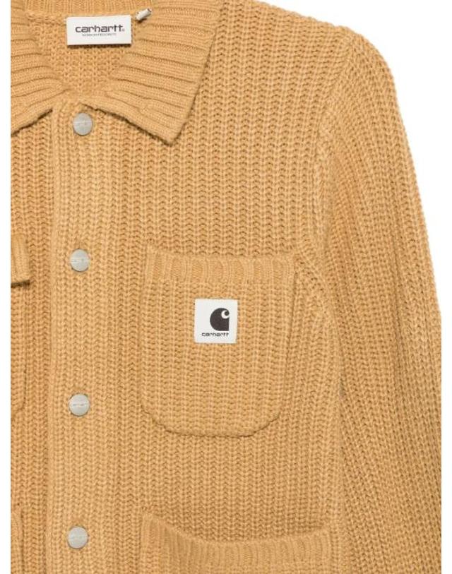 칼하트 윕 [해외직구] 26FW 칼하트 WIP 로고 패치 골지 가디건 I035379 3TFXX WIP DUSTY H 착용컷